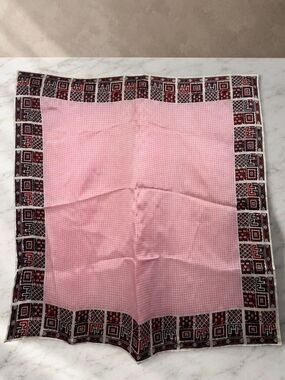 Vintage VTG 100% Acetate Pink Geometric Square Scarf 26” Made in Japan